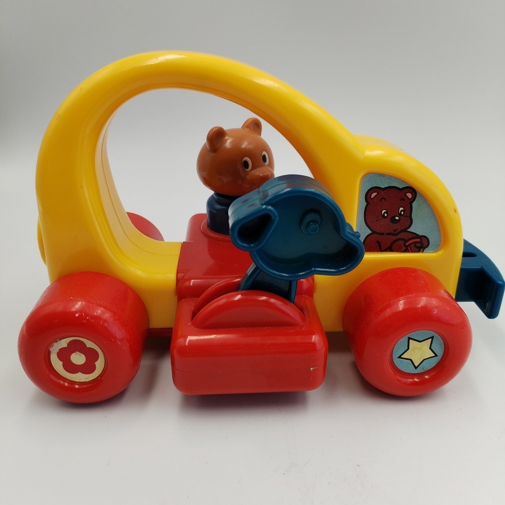 Vintage‎ 1986 Kawada Toy Car Truck Bear Dog Figures Plastic Made in Japan Retro